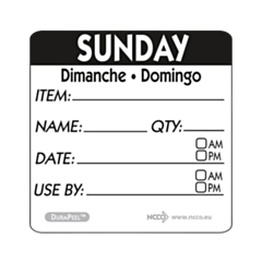 500 x 2x2" Day Label Sunday - Square