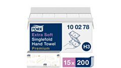 3000 x 230x230mm Tork Hand Towels 2Ply White Singlefold