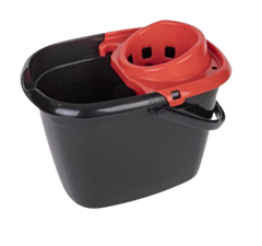 1 x 14ltr Deluxe Black Mop Bucket with Red Wringer