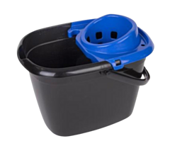1 x 14L Deluxe Black Mop Bucket with Blue Wringer