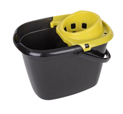 1 x 14ltr Deluxe Black Mop Bucket with Yellow Wringer