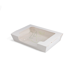 360 x 1000cc RapTray White Food Tray - Large with Window Recyclable