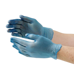 100 x Medium Blue Vinyl Gloves - Powdered 