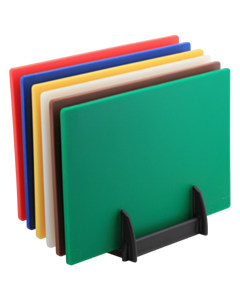 1 x Low Density Colour Coded Chopping Board Set with Rack Pack of 6