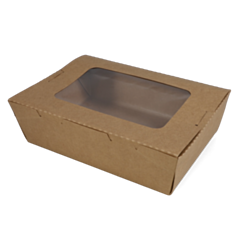 200 x Chefpac® Extra Large Kraft Salad Box With Window 1600ml