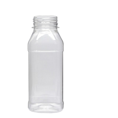 90 x 500ml Clear Square Pet Juice Bottle with lid- 38Mm Top