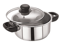 1 x Stainless Steel Casserole Dish With Glass Lid 24cm