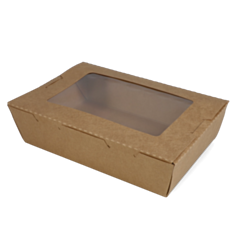 200 x Chefpac® Large Kraft Salad Box With Window 1200ml