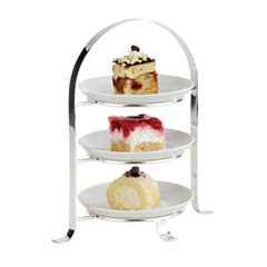 1 x 3 Tier Chrome Serving Stand Max 17cm Plates