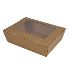 200 x Chefpac® Medium Kraft Salad Box With Window 900ml