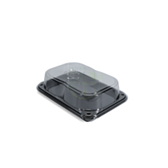 25 x Black Serving Platters with Lids - Small Recyclable 24x17cm