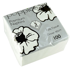 White Bookfold Napkin 3ply 40cm