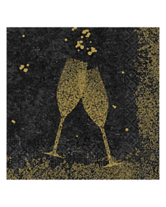 1000 x Celebrate Black Christmas Paper Napkin 33cm 3ply